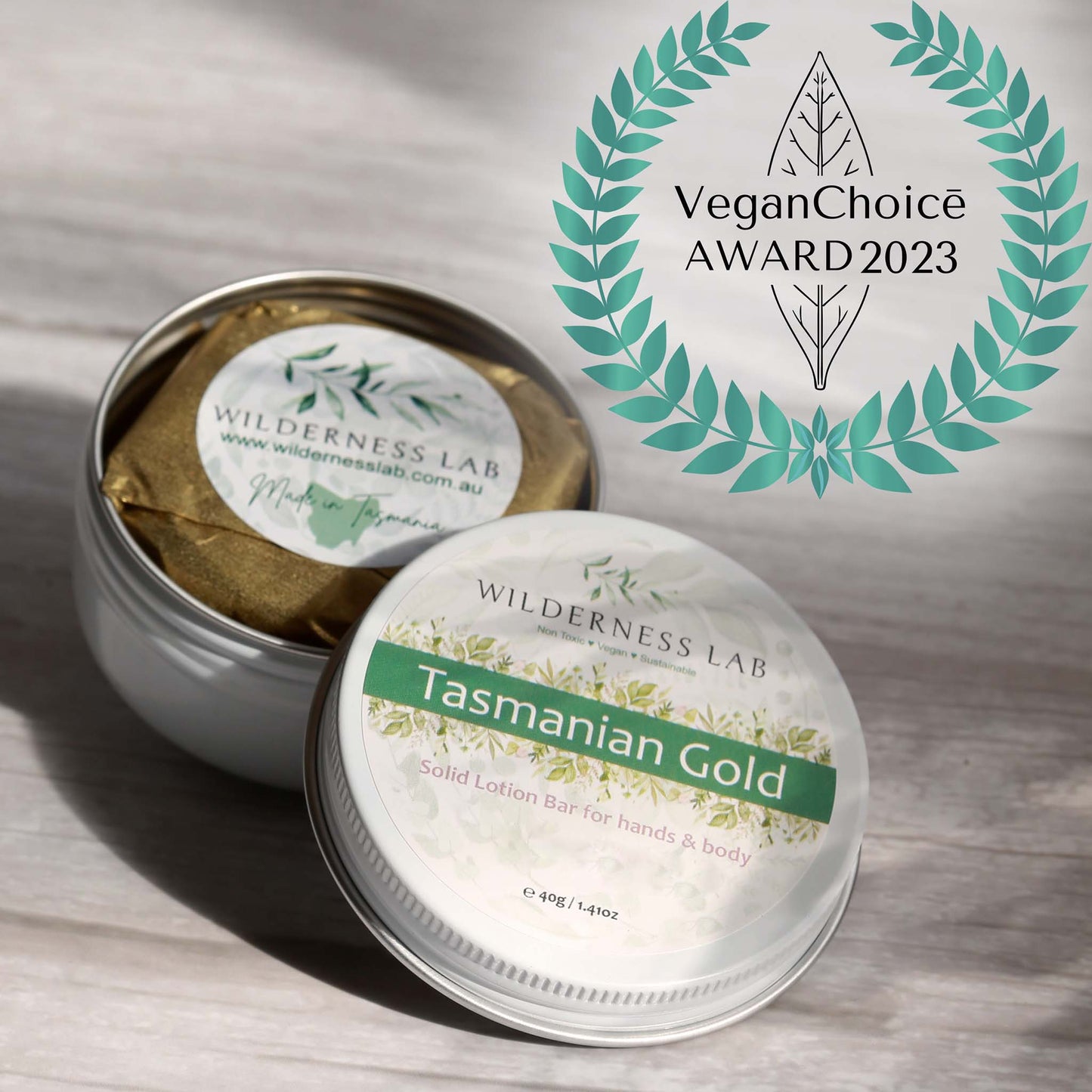 Tasmanian Gold solid vegan moisturising lotion bar - for hands and body