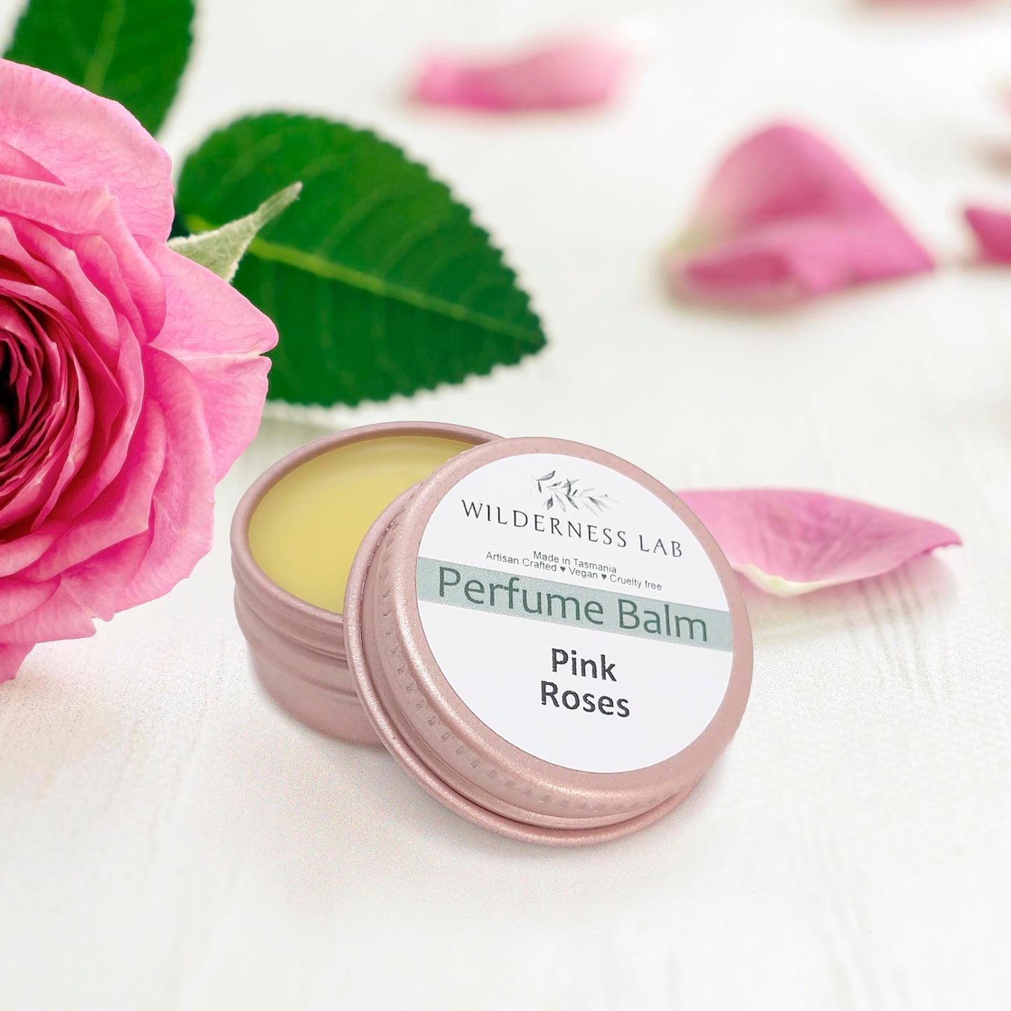 Pink Roses Solid Perfume - natural vegan perfume balm with essential oils