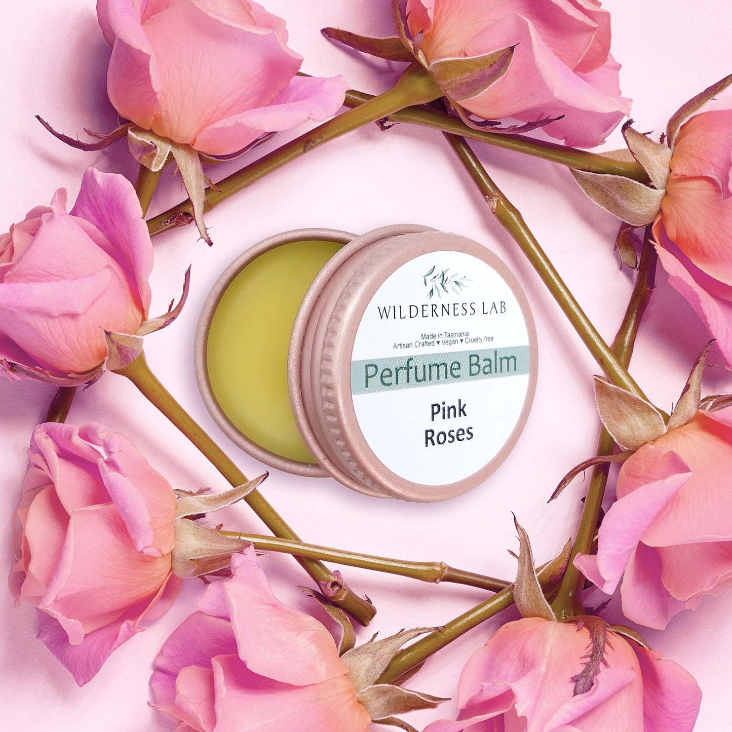 Pink Roses Solid Perfume - natural vegan perfume balm with essential oils